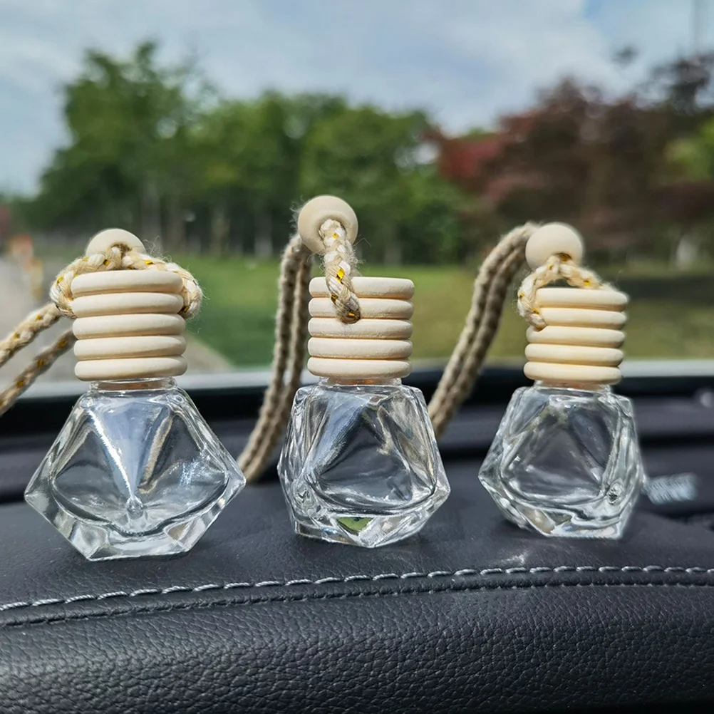 

10 Pcs Perfume Bottle Pendant Glass Accessories Rearview Mirror Glasswooden Car Hanging Miss Essential Oil Diffuser