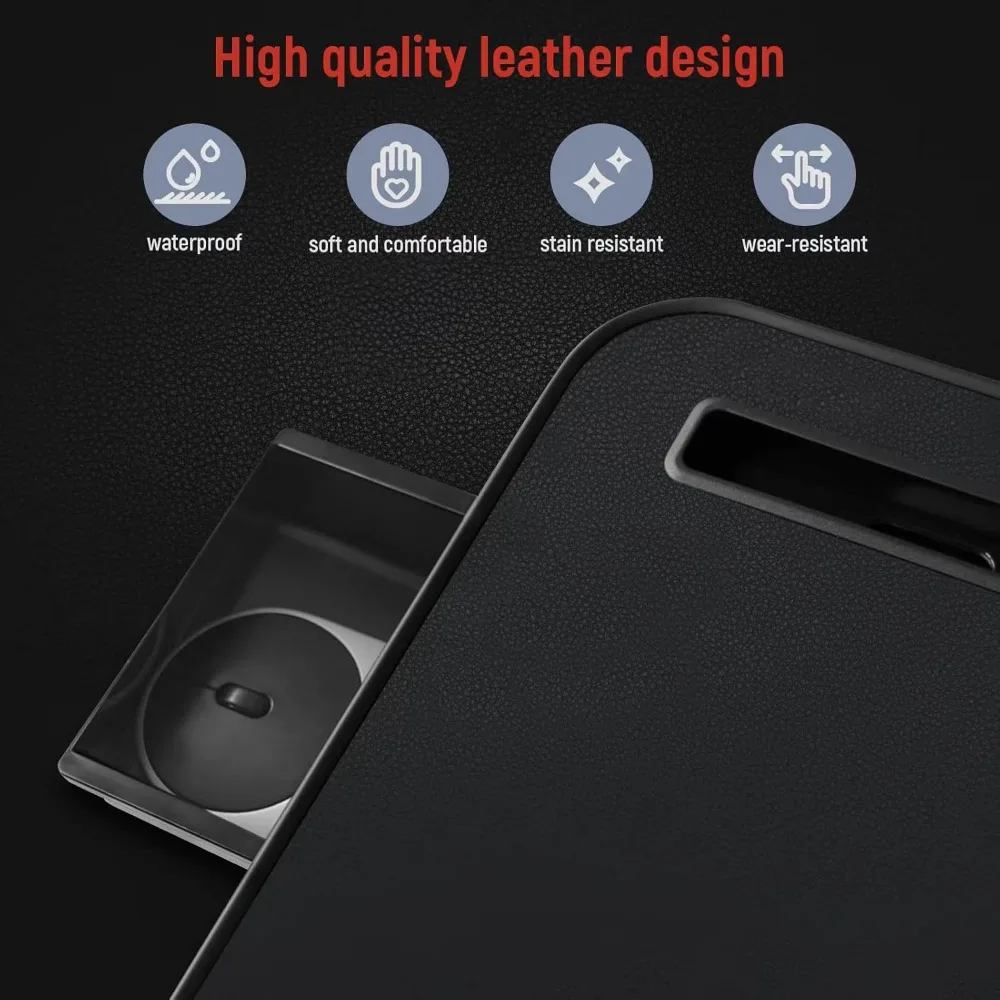 مكتب كمبيوتر محمول قابل للطي مع ارتفاع قابل للتعديل، وأدراج تخزين، وسطح جلدي لاستخدام السرير أو الأريكة #2