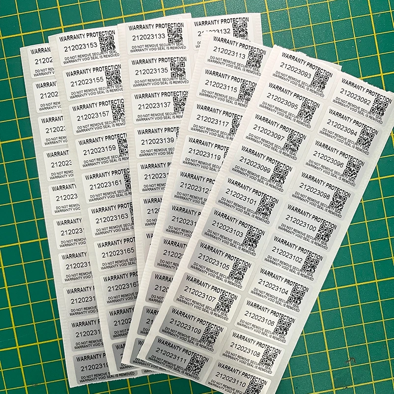 100pcs Protective Warranty Stickers 30mm x 15mm Security Seal Tamper Resistant Variable Serial Number QR Code Sticker