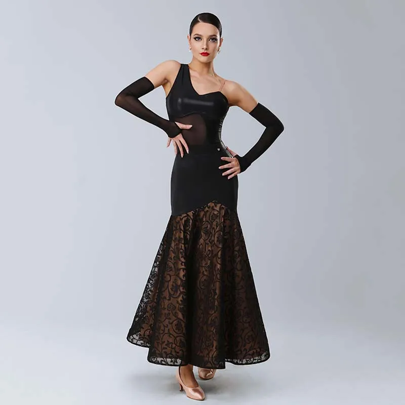 

Latin Ballroom Dance Practice Dress Waltz Tango Dresses Leather Jumpsuit Professional National Standard Modern Dancer Top Skirt