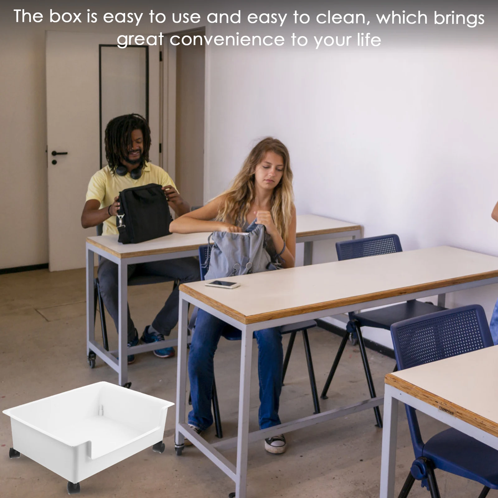 

1pcs Plastic Storage Box With Wheels For Books Clothes Dormitory Home Office Kitchen Bathroom Sundry Organizer Container Cart