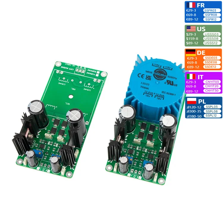 Positive and negative voltage stabilized DC power board with linear adjustable noise reduction  OP+MOS field transistor Kit