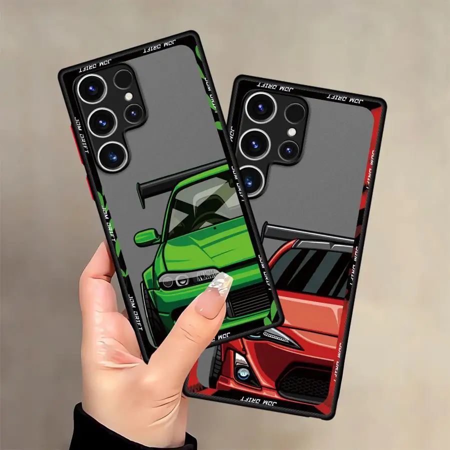 일본 JDM 드리프트 카 레드 선 소프트 커버 폰 케이스 삼성 갤럭시 S24 노트 20 10 S21 FE S25 S9 S8 S22 플러스 S23 울트라 S20용