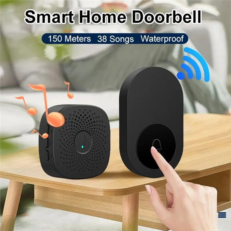 Y42A-Three-Speed Volume Wireless Doorbell Smart Welcome Door Bell 38 Songs Melodies For Home Emergency Bed Calling