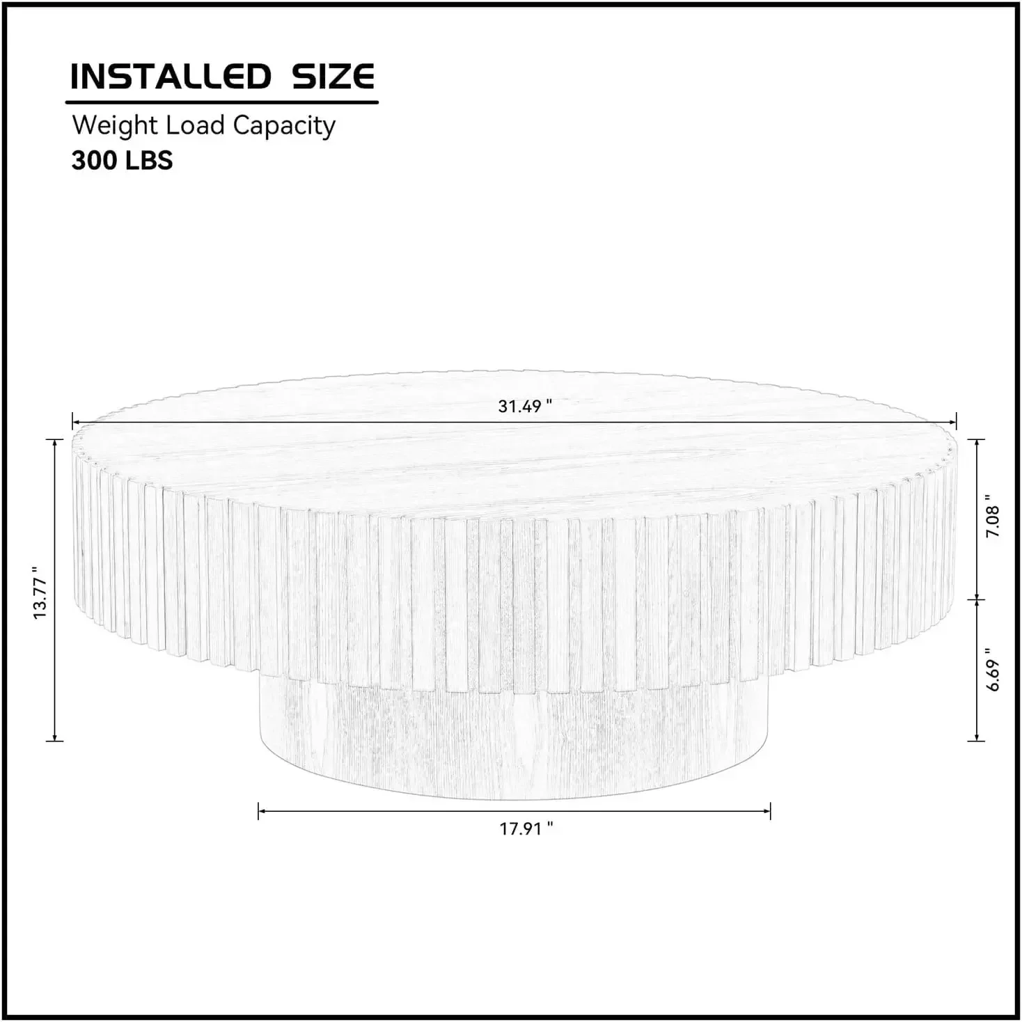 [Discounted Price!]31.49'' Walnut Coffee Table Round Wood Modern Solid Wood Veneer Handcrafted Relief Tea Table with Sturdy Pede