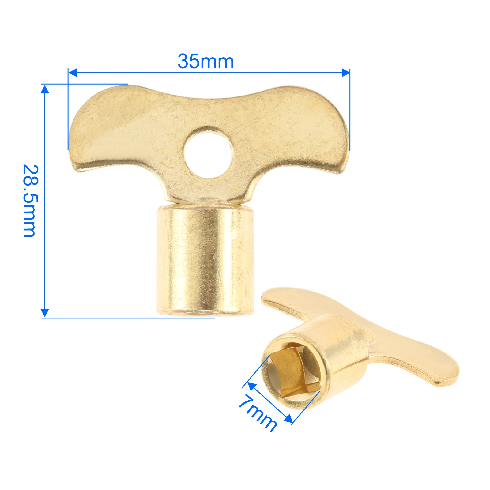 10Pcs Metal Plumbing Hole Faucet Key Radiator Water Valve Tap 7mm Square Socket Special Lock Wrench for Air Valve Plumbing Gold
