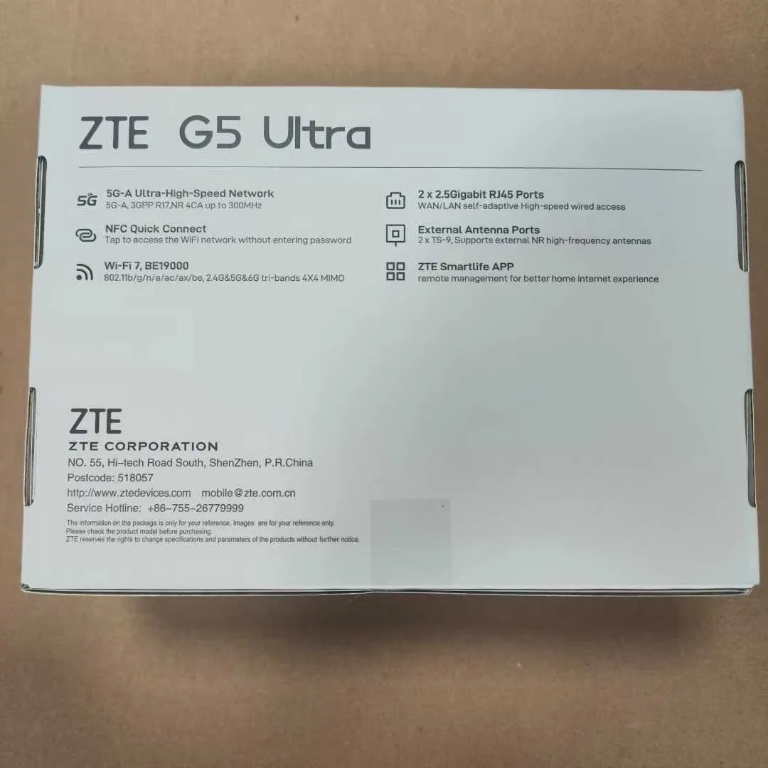 New ZTE G5 Ultra Mc8531 WiFi 7 FWA CPE Router with SIM Card Slot