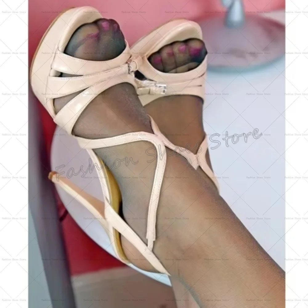 

Apricot Hollow Out Platform Sandals Open Toe Thin High Heels High Heel Shoes for Women Sexy Heels 2025 New Zapatos Para Mujere