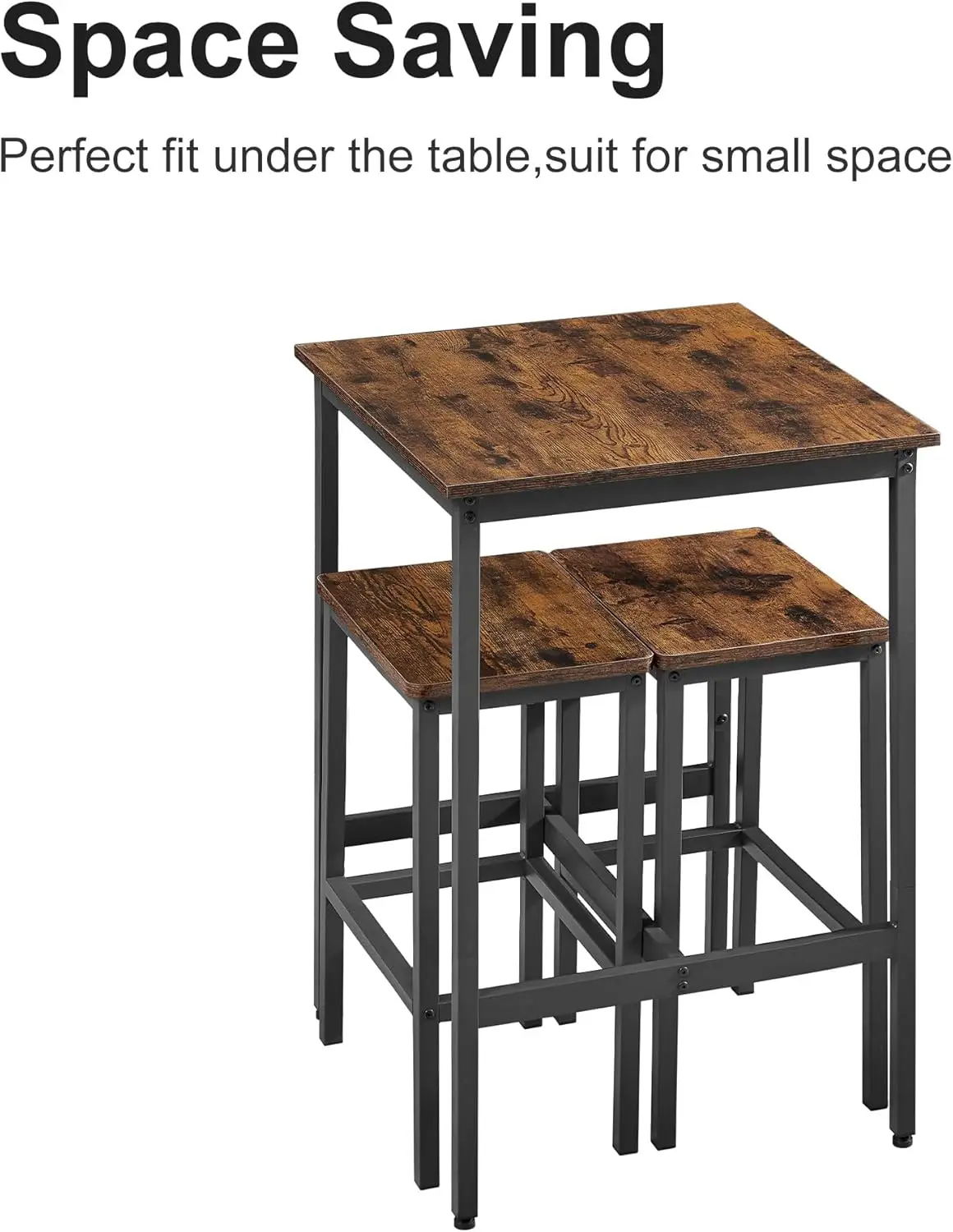 Funny Elf Square Bar Table Set 2 Industrial Style Bar Chairs Perfect For Kitchen, Bar, And Banquet Hall Space Saving,