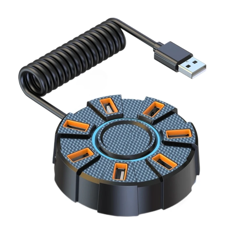  Multiple Port USB 2.0 Hubs 7 Slots Fast Speed Data Transfer 480Mbps With Dynamic RGBs Lighting And Design