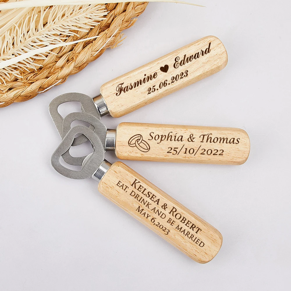 

Personalized Wedding Favor Custom Engraved Wood Bottle Openers Wedding Party Souvenir Customized Beer Opener Wedding Gifts