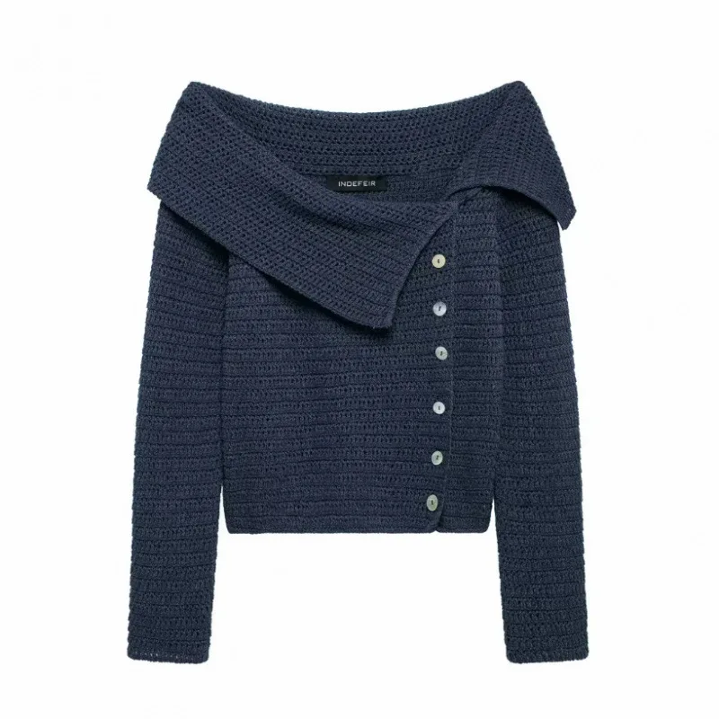 

Autumn Knitted Sweater Loose Overhead Women's Color Vintage round Ne New Sle 2025 Spring Long Sve Regular Fit
