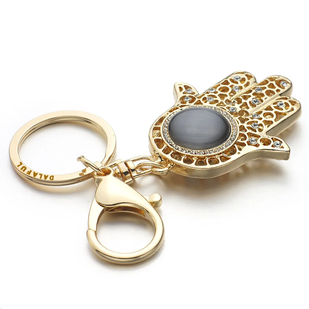 Chic Lucky Hamsa Fatima Hand Eyes Keychains Charm Amulet Purse Bag Buckle Pendant For Car Keyrings keychains holder women K236
