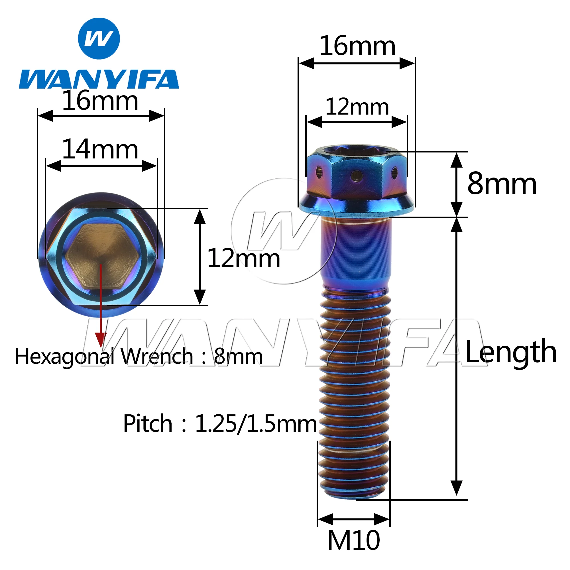 Imagem -06 - Parafusos de Cabeça Sextavada Wanyifa-flange para a Conversão da Motocicleta Parafuso Titanium M10x20 25 30 35 40 45 50 55 60 65 70 75 80 85 90 Milímetros 10 Peças