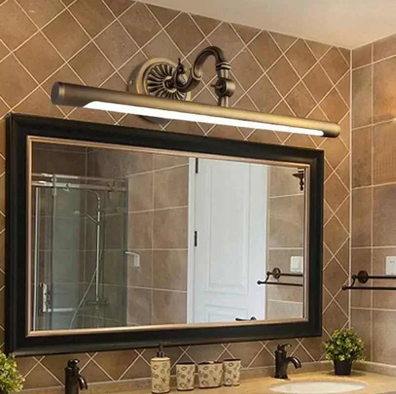 Europe style led copper mirror headlight bathroom cabinet lamp retro american ded room makeup  45cm