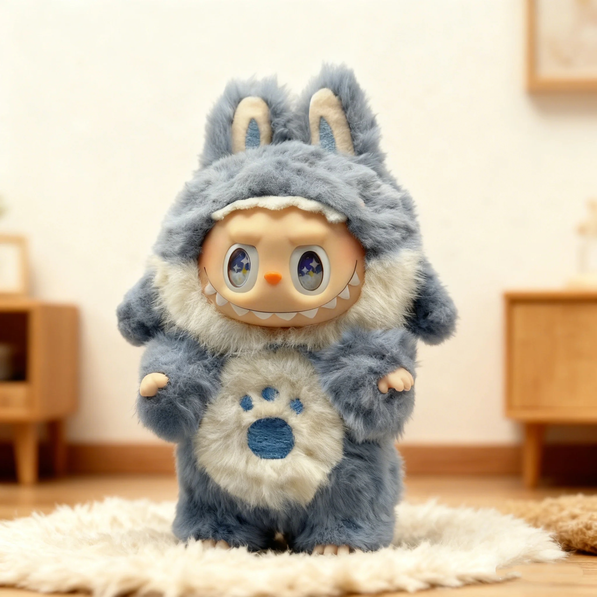 

For Labubu Doll Clothes Little Ear Plush Sky Blue Shark Super Cute Fashion Soft Cute Set Doll Decorations Couple Gifts 17cm