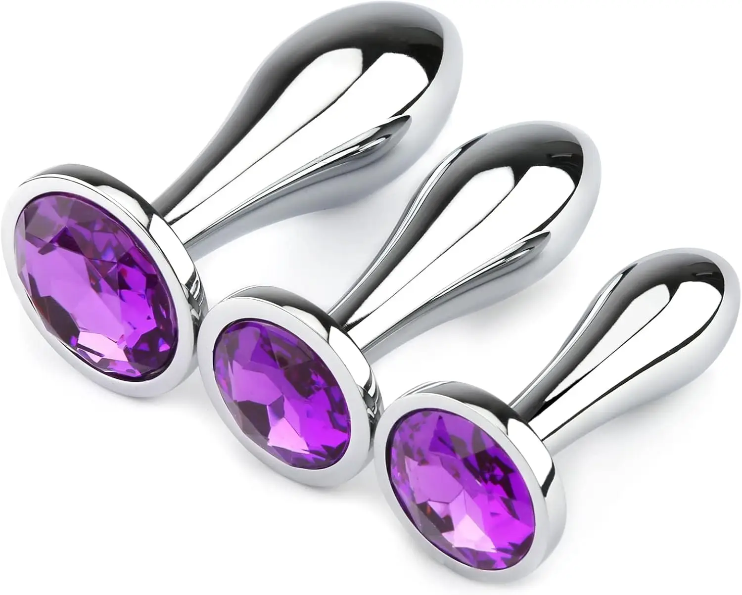 Plug anale, set da 3 pezzi di sicurezza plug anale in metallo giocattoli sessuali con diamante di cristallo giocattoli anali per principianti per adulti unisex (viola)