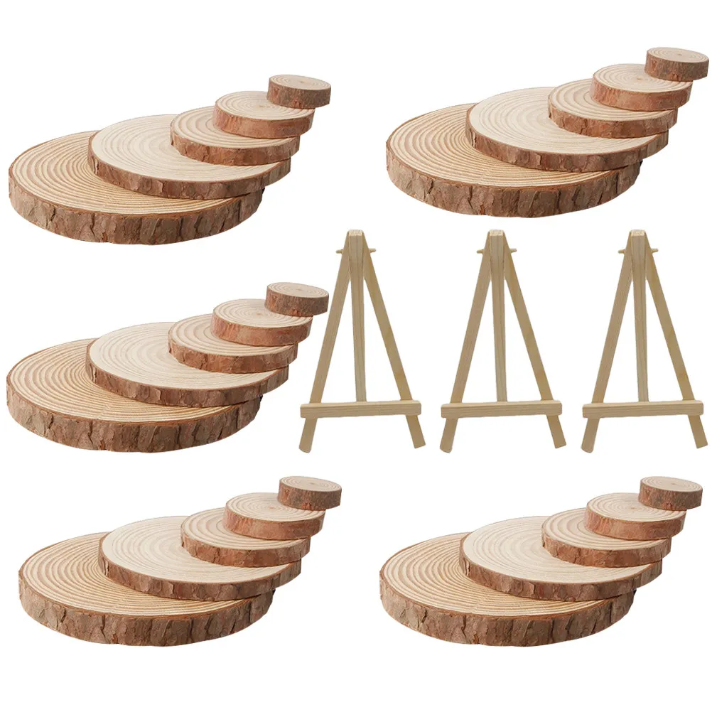 Natural Pine Wood Slices Round DIY Craft Props for Home Decoration, Photo Background & Painting Accessories