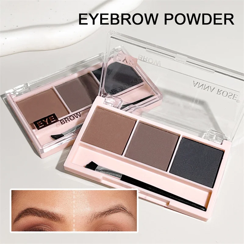 3-Color Brow Powder Set With Brush Waterproof Long-lasting Color-resistant Versatile Contour Makeup Set Three-dimensional