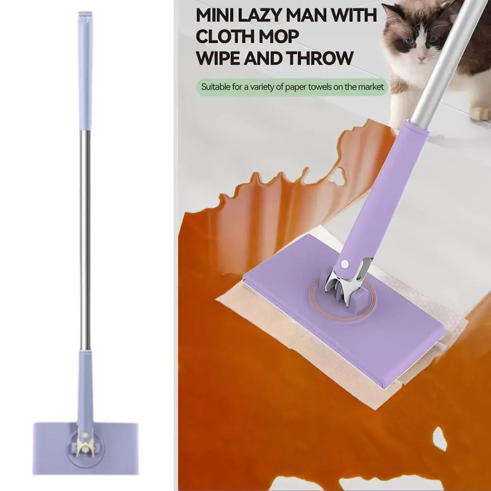 Automatic Cloth Changing Mini Mop,Hands-Free Mini Mop,360°Rotating Towel Design Mop Creative Push-Pull Head Handle Face Por W3H5