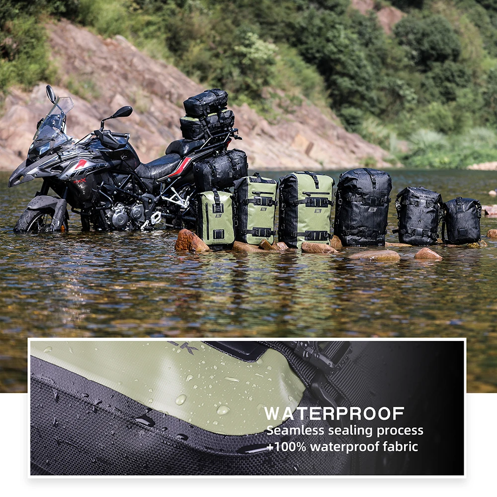 Rhinowalk Motorcycle Back Seat Bag Rainproof 8L/15L /30L Motor Saddle Pannier Bag Motorbike Tail Bag Outdoor Luggage Dry