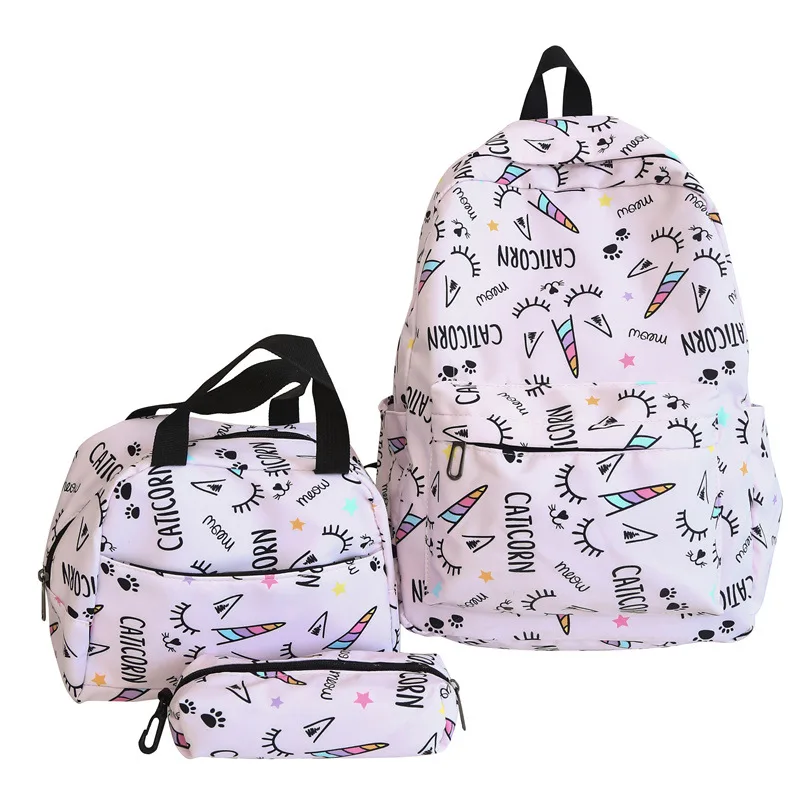Kids Car Print Backpack Set with Matching Lunch Bag and Pencil Case Water Resistant Fabric Suitable for Children Daily School