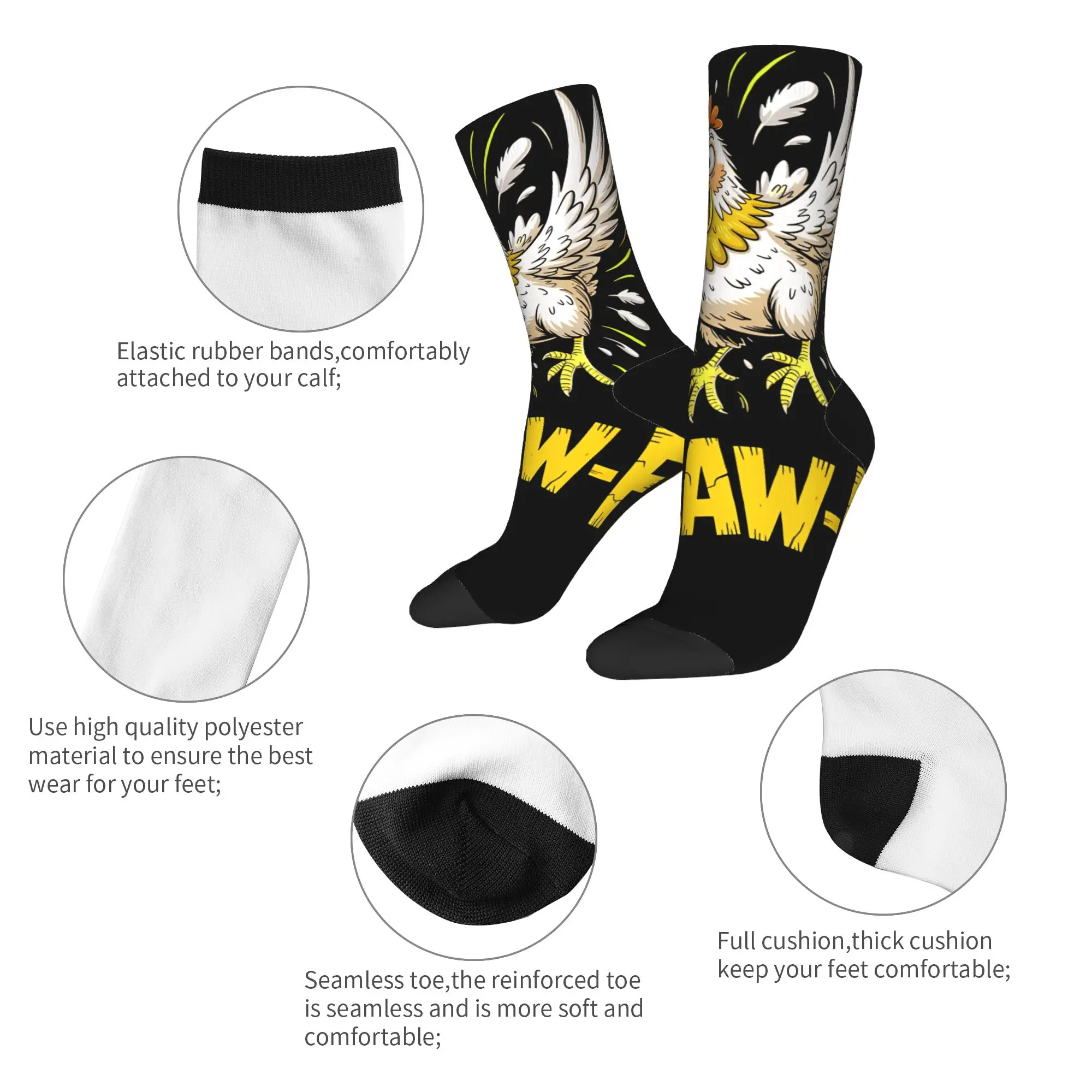 F Caw F الديك مضحك الطيور Fcawf جوارب زوجين الجوارب متوسطة لينة خمر الجوارب الربيع البكتيريا الجرافيك الجوارب هدية عيد ميلاد
