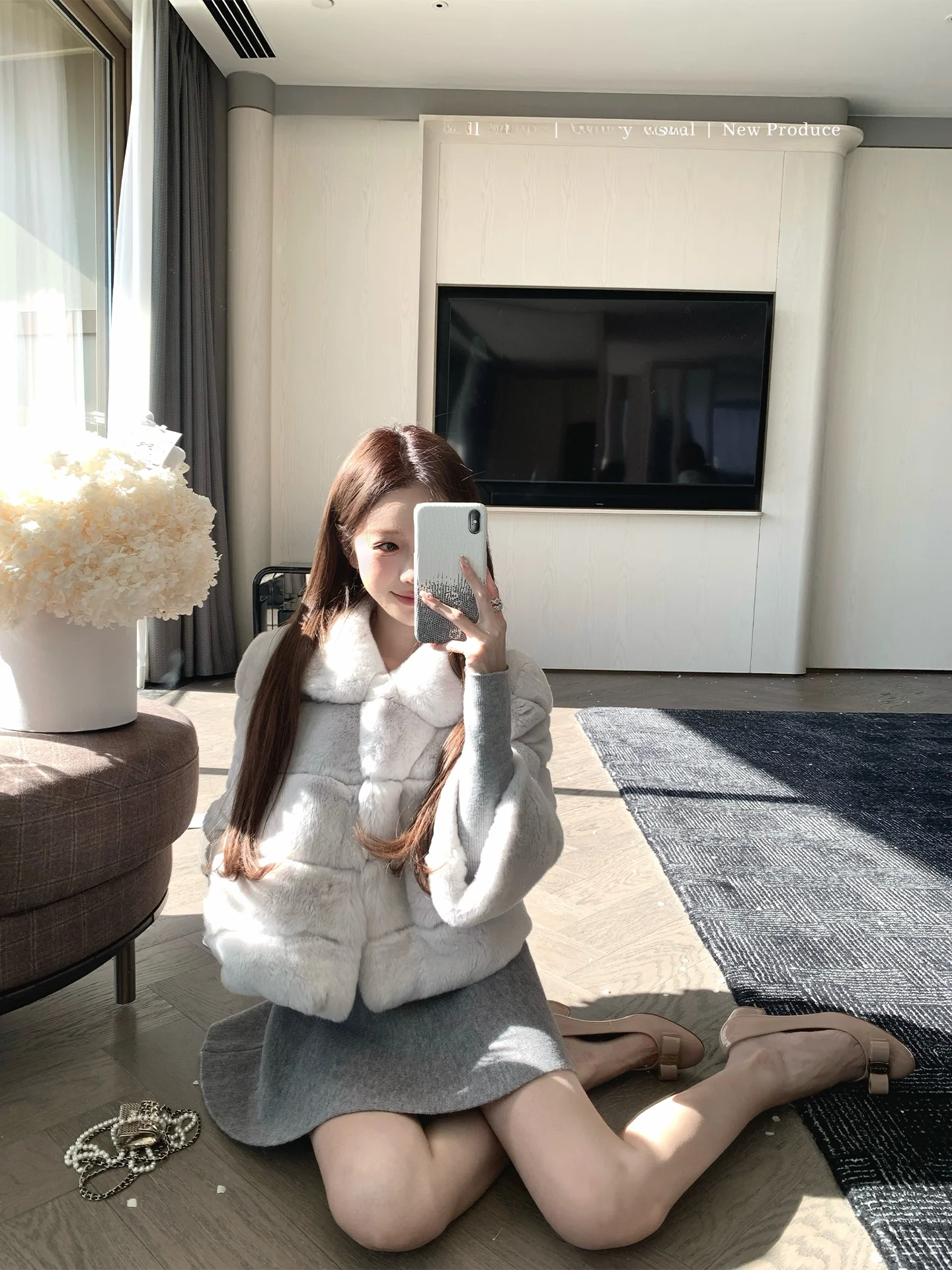 

Ele Purple Rabbit Fur Cloak Set Women's High Waist Skirt And Sweater Autumn Winter Faion Outfit Coolline Premium Brand
