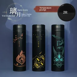 Genshin Impact Vacuum Flask Water Bottles Stainless Steel LED Temperature Display Coffee Mug Game Zhongli Xiao Anime Thermos Cup