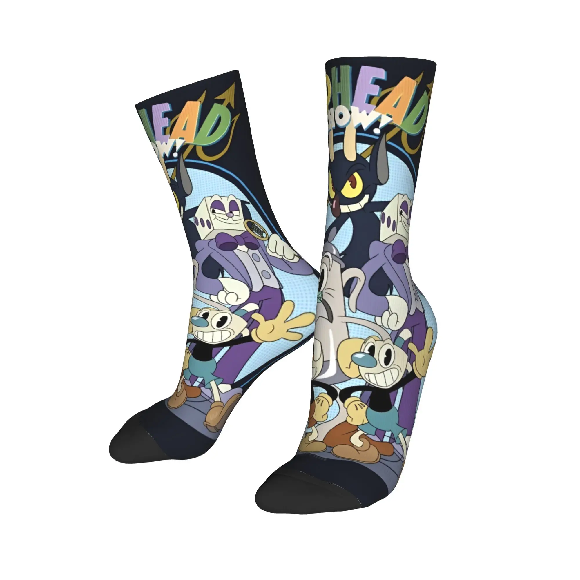 カップヘッド漫画靴下レトロストッキング冬アンチスキッドユニセックス男性靴下高品質グラフィックアウトドアスポーツ靴下