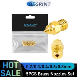 Creality 5Pcs Set 0.2/0.3/0.4/0.6/0.8mm Hotend Extruder Brass Nozzles for CR-6 SE Ender-3 Series Ender-5 Series 3D Printer