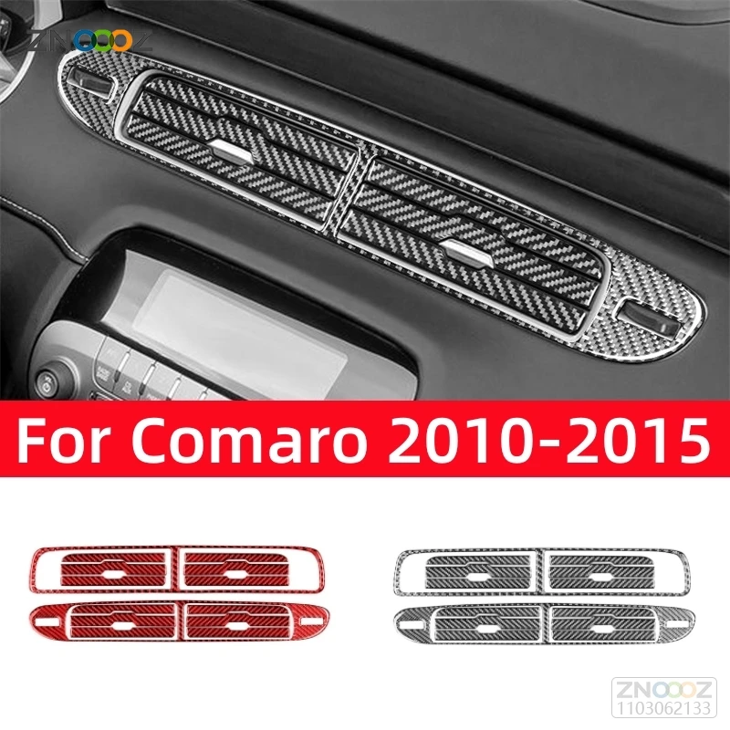 Real Carbon Fiber for Chevrolet Camaro 2010-2015 Accessories Interior Car Central Air Outlet Decoration Frame Trim Cover Sticker