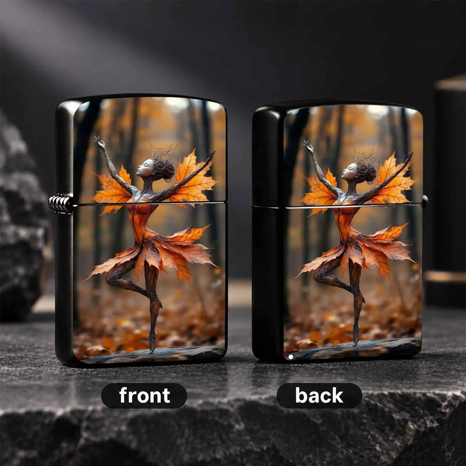 Creative Autumn Maple Leaf Fairy Dancer Lighter, Aesthetic Fall Elf Ballet Sculpture Portable Ignition Piece, Atmospheric Desktop Decor Ornament, Exquisite Gift For Friends Collection, Suitable For Daily Outdoor Camping All Scenarios, Delic