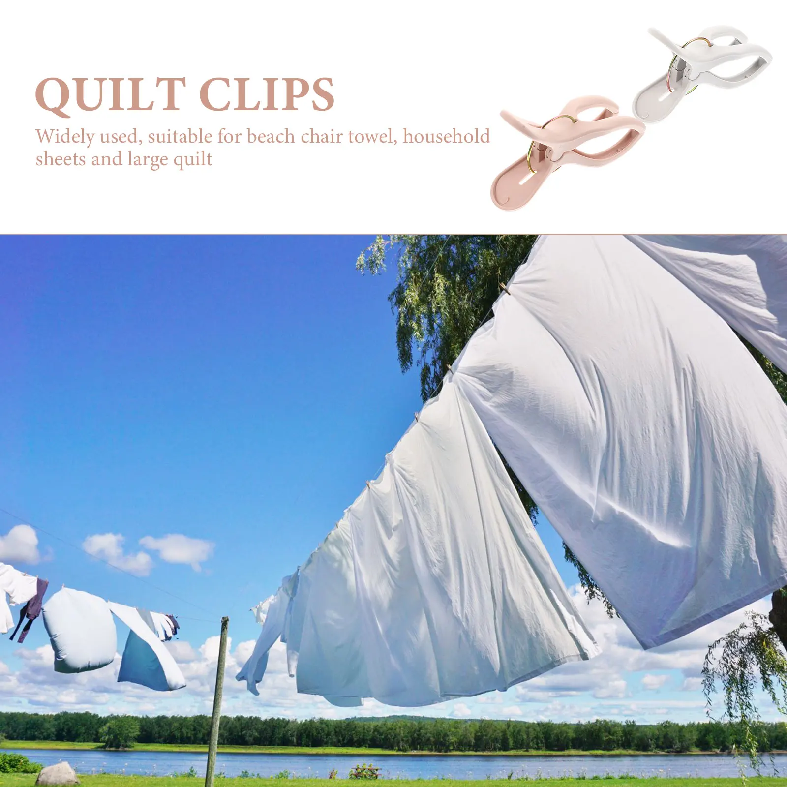

12pcs Windproof Large Quilt Clips Strong Clothes Fixator Thickened Pp Material Plastic Blanket Hanger Non-Slip Handle