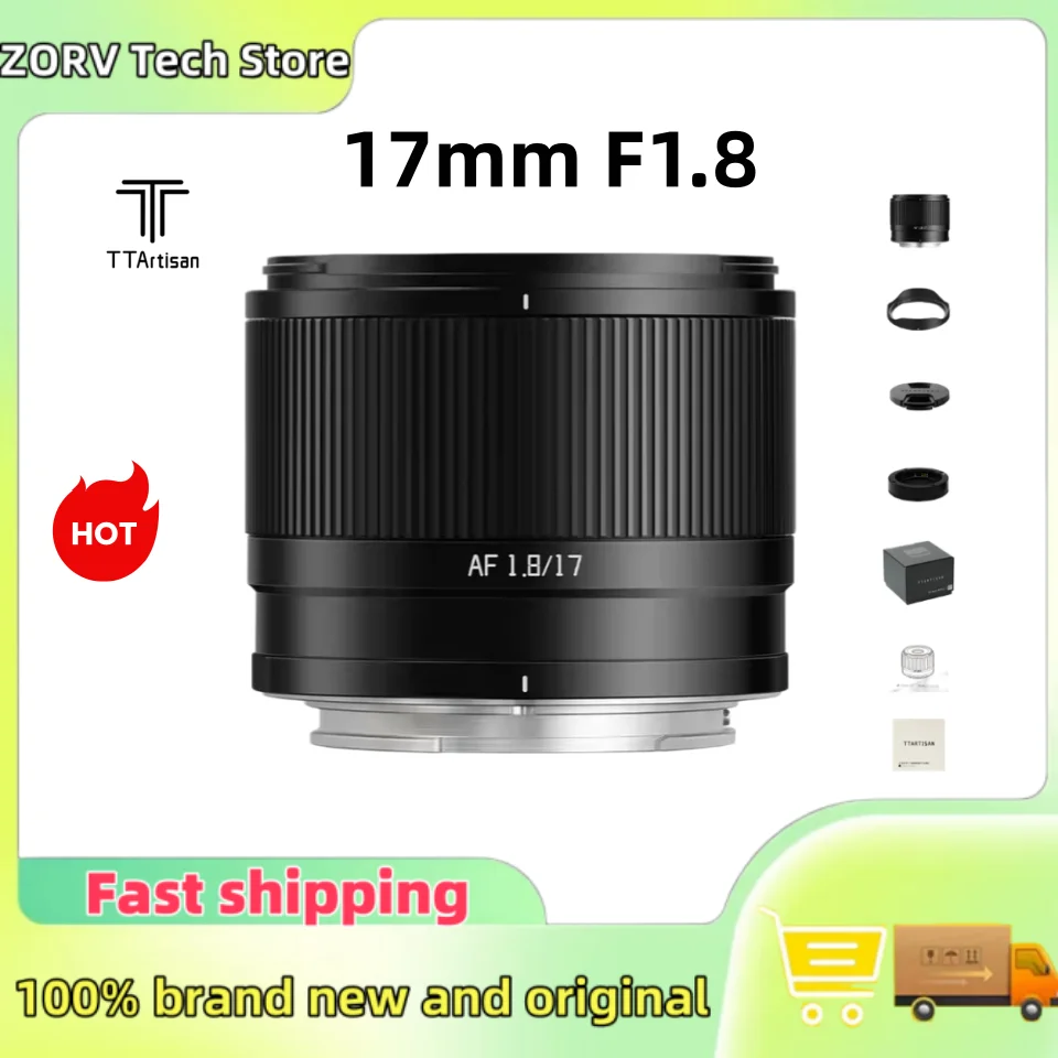 TTArtisan AF 17mm F1.8 APS-C Wide Angle Prime Lens Auto Focus Lightweight for Sony E Fujifilm X Nikon Z Mount Cameras A6400 XT30