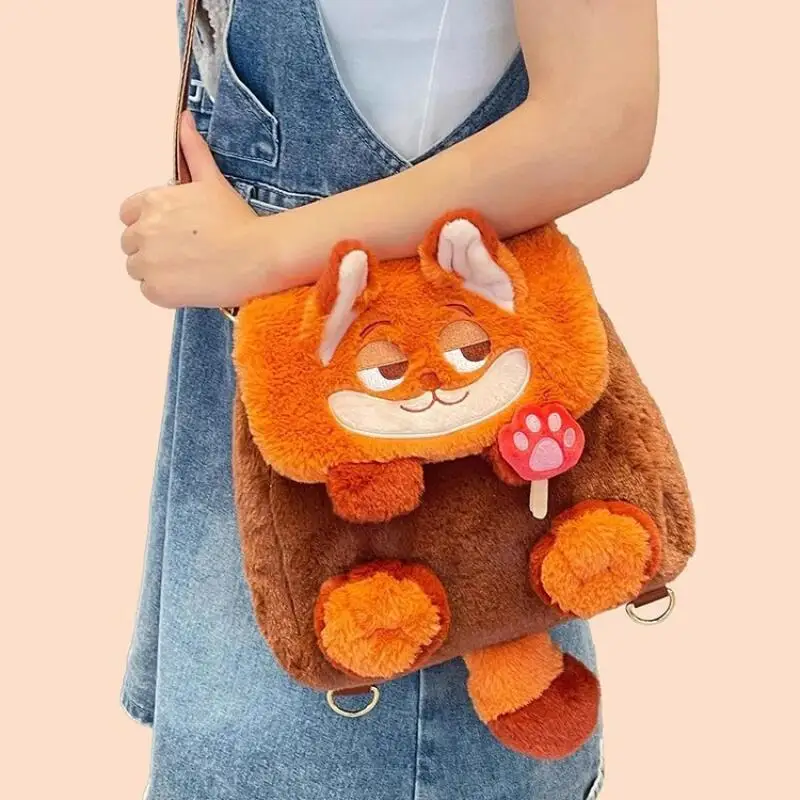Niedlicher Cartoon Kawaii Judy Hopps Nick Wilde Rucksack mit großer Kapazität, Umhängetasche, Plüschklappe, Studentenrucksack