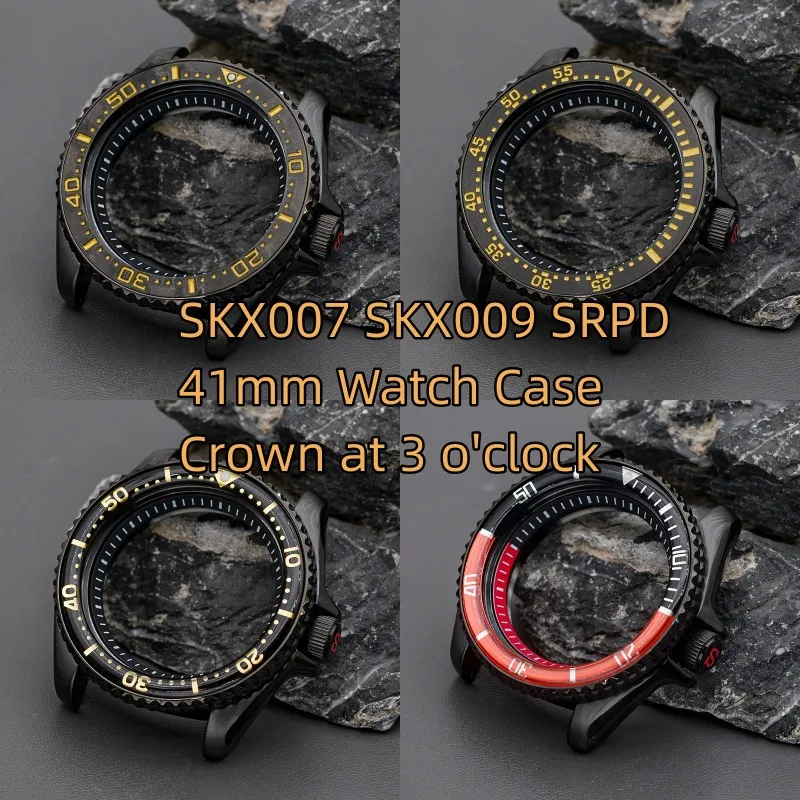 

Stainless Steel Black Watch Case 41mm SKX007 SKX009 SRPD Case For NH35 NH36 4R 7S Movement Sapphire Crystal Bezel Insert Mod