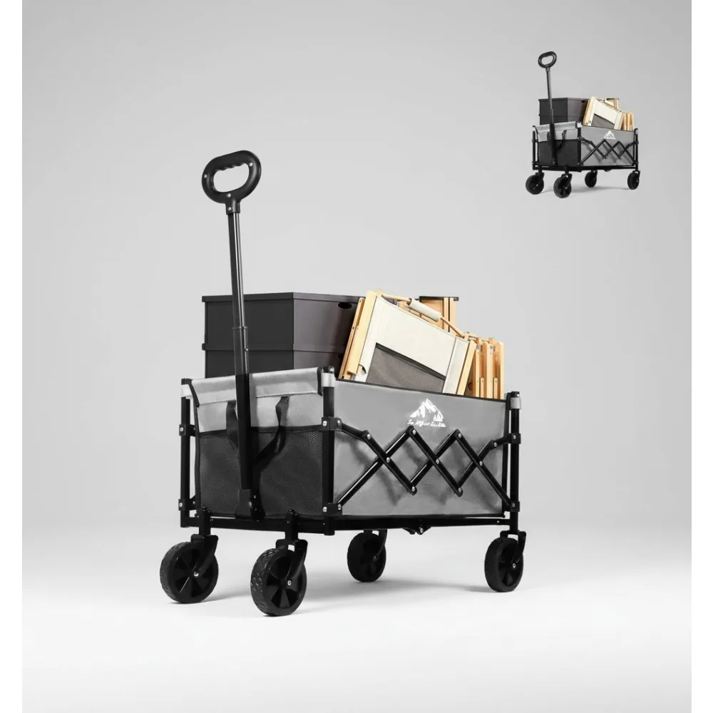 

Collapsible Folding Wagon Cart 352LBS Heavy-Duty, 5" Wheels, Lightweight for Beach Camping Groceries Moving