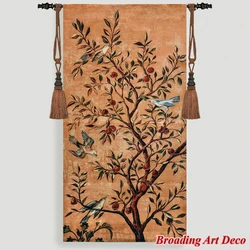 Birs and Fruit Tree Art Tapestry Wall Hanging Jacquard Woven Gobelin Home Decoration Polyester Wall Tapestries Size 118x60cm