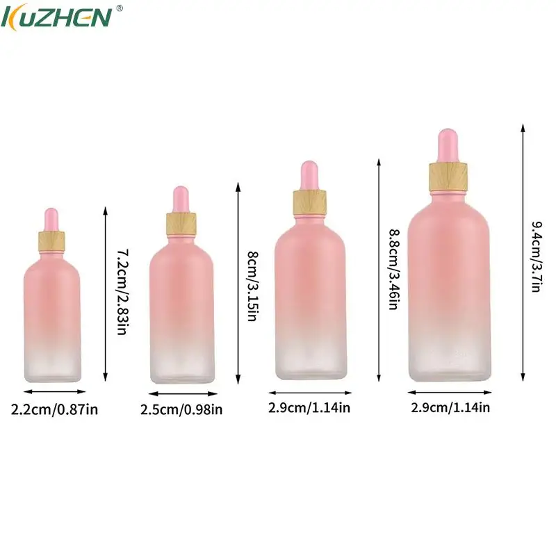 5/10/15/20 ML Pink Frosted Glass Bottle With Pipette Dropper, Pink Essential Oil Bottles, Cosmetic Essence Packing Bottle