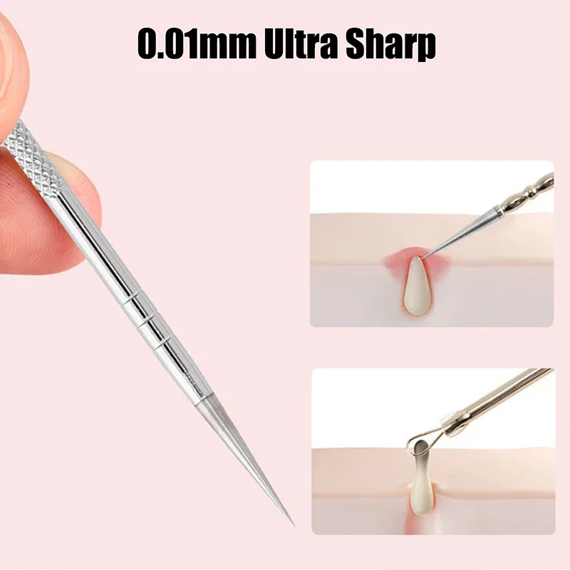 0.01mm Mee-eter Comedo Acne Puistje Smet Extractor Remover Rvs Naalden Verwijderen Gereedschap Gezicht Huidverzorging Porie Cleaner
