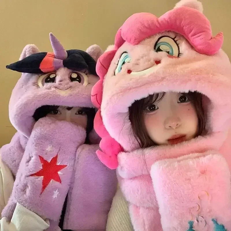 My Little Pony Hat and Scarf Integrated Winter Warmth Comfortable Ear Protection Thickened Cute Lei Feng Hat Kawaii Gift