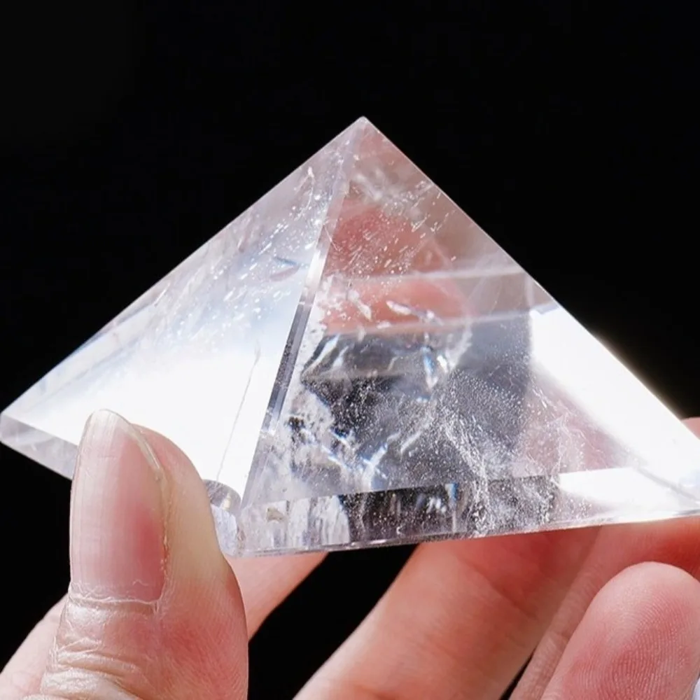 3x3cm Crystal Pyramid White Positive Energy Quartz Pyramid Decor Chakra Reiki Stone Figurine Feng Shui Paperweight Home Ornament