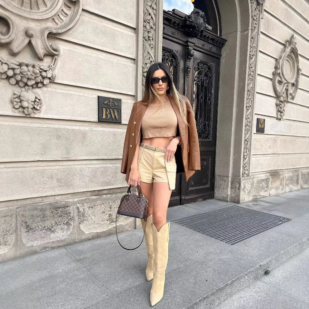 

Popular European And American Style Women's PU Leather Suit Jacket Fashionable And Stylish Outerwear