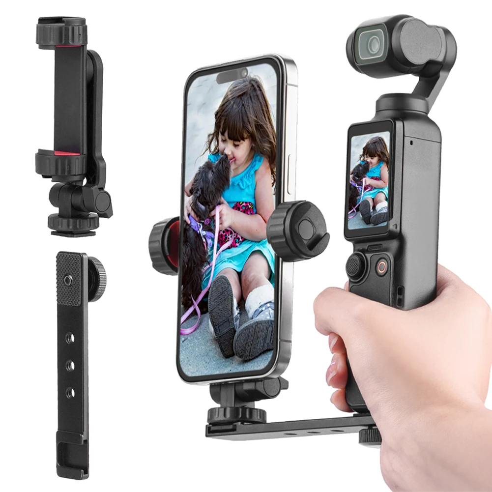 Phone Holder Fixed Bracket for Osmo Pocket 3 Portable Swivel Phone Clip Cell Phone Holder with 1/4inch Screw & Cold Shoe