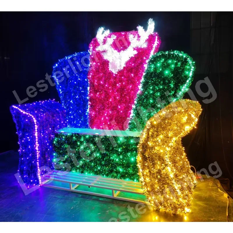 Led Santa 3D Large Christmas Chairs Street Indoor Outdoor commercial shopping mall throne decorations Chair Motif Event lights