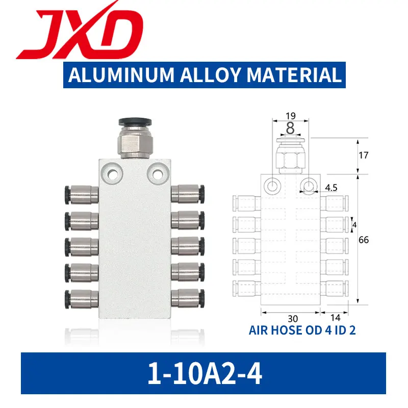 JXD 1 In 10 Out raccordo pneumatico connettore rapido tubo aria a 10 vie giunto distributore collettore vuoto