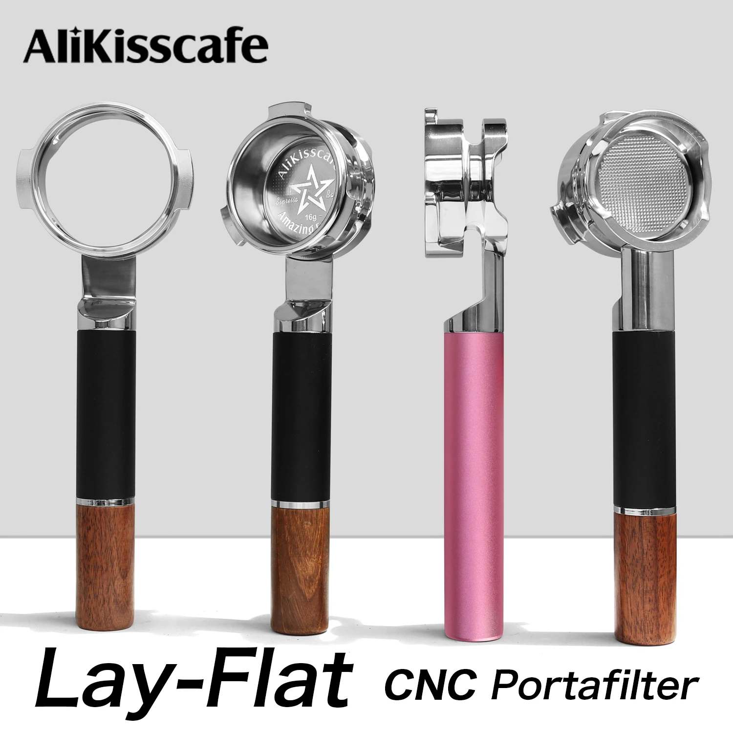 AliKisscafe Coffee Bottomless Portafilter Naked 58mm 54mm 51mm Lay Flat CNC for E61 Delonghi Breville Espresso Accessories Tools