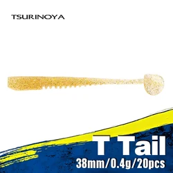 TSURINOYA T Tail Worm Ajing Rockfish Soft Fishing Lure FLEX 38mm 0.4g 20pcs Add Scent Light Game Fake Bait Soft Plastics Grub
