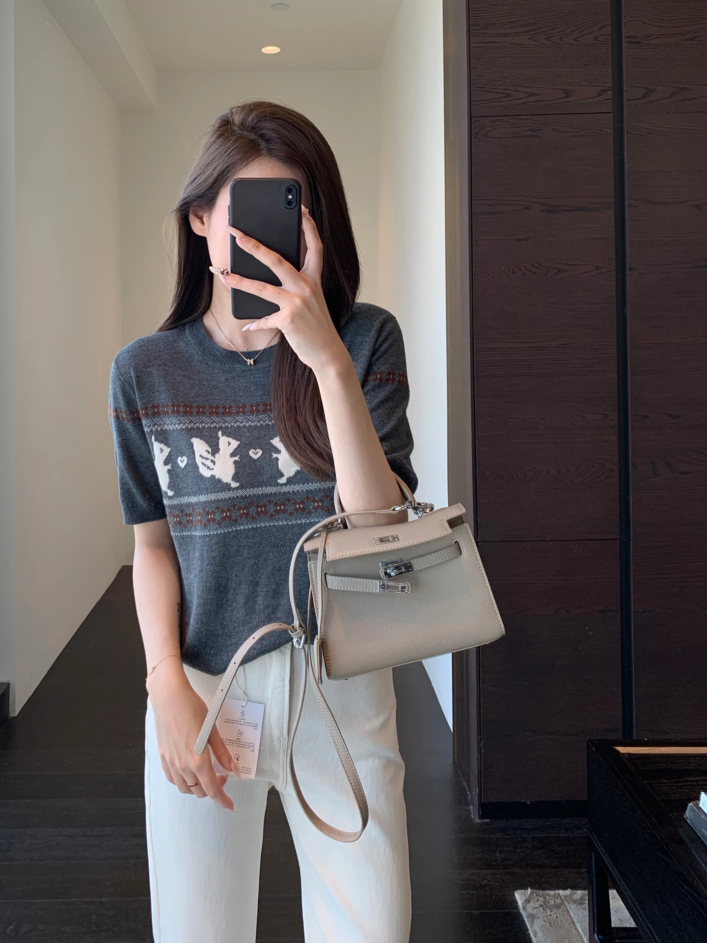 

Новая модная женская футболка Nordic Small Batch с коротким рукавом, комфортная, вязаная, с узором Fair Isle, приталенная, весна-лето